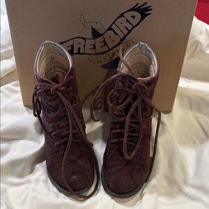 Freebird by Steven Burgundy Suede Lace-Up Ankle Boots